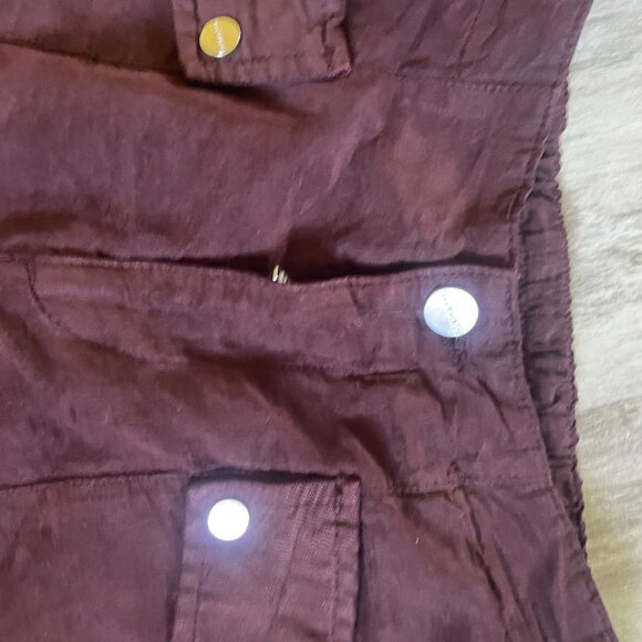 ALLSAINTS Women Val Linen Blend Cargo Trousers High Rise Cuff Ankles Sz 4 - Picture 2 of 6